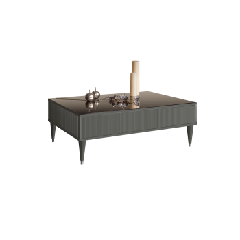 Журнальный столик с ящиком Римини СОЛО (Серый/Серебро) РМСТ-2(s)