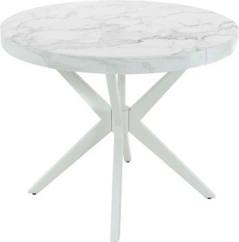 Стол раздвижной Оскар D95 Glass фотопечать (Цвет стекла: Мрамор №71 /цвет дерева: Тон 9 (эмаль белая))