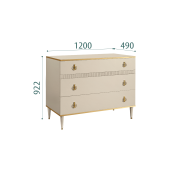 Комод с планкой Римини СОЛО (Ваниль/Золото) РМКМ-3(s)