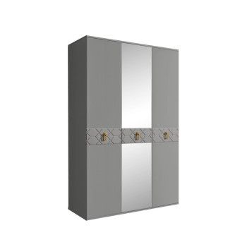 Шкаф 3-х дверный с зеркалом Bogemia Farfalle (Серый/Золото) БМШ1/3(Fa)