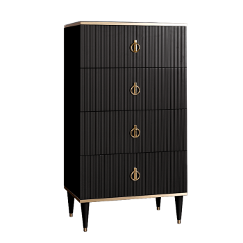Комод 4 ящика Римини СОЛО (Черный/Золото) РМКМ-6(s)