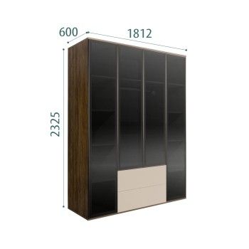 Шкаф 4-х дв. с ящиками Bogemia Woodline Air (Ваниль/Черный) БМШ2/42(4)