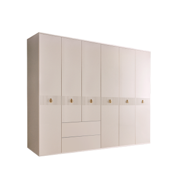 Шкаф 6-ти дверный с ящиками Римини СОЛО (Бежевый/Золото) РМШ2/61(s)