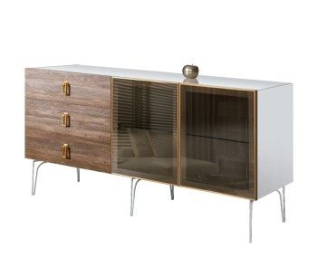 Комод 1.6м Bogemia Wood Fa (Белый) (Lakobel/Золото) БМКМ-4(Wo)[5]