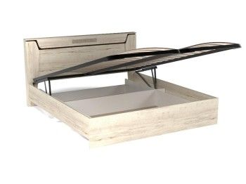 Кровать Люкс 1800 с подъемным механизмом, Мале (1860*2126*1000) Дуб галифакс белый