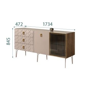 Комод 1.6м Bogemia Woodline Fa (Мокка) (Lakobel/Золото) БМКМ-4[5][10]