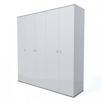 Шкаф 5-ти дверный Римини (Белый/Серебро) РМШ2/5