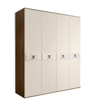 Шкаф 4-х дверный Bogemia Woodline Fa (Слоновая кость/Хром) БМШ2/4