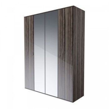Шкаф 4-х дверный с зеркалом Римини (Орех империя/Серебро) РМШ1/4