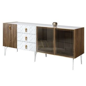 Комод 2.1м Bogemia Woodline Wood Fa (Белый) (Lakobel/Золото) БМКМ-5[5][10]