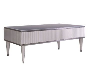 Журнальный столик с ящиком Римини СОЛО (Белый/Серебро) РМСТ-2(s)