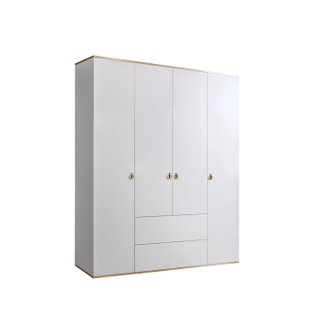 Шкаф 4-х дверный с ящиками Римини (Белый/Золото) РМШ2/41