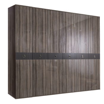 Шкаф 6-ти дверный Римини СОЛО (Орех империя/Серебро) РМШ2/6(s)