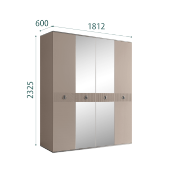 Шкаф 4-х дверный с зеркалом Римини СОЛО (Мокка/Серебро) РМШ1/4(s)