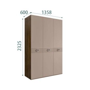 Шкаф 3-х дверный Bogemia Woodline Fi (Мокка/Хром) БМШ2/3