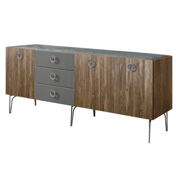 Комод 2.1м Bogemia Woodline Wood Fi (Серый) (Novabuk/Хром) БМКМ-5