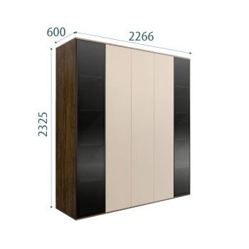 Шкаф 5-ти дв. Bogemia Woodline Air (Ваниль/Черный) БМШ2/5(2)