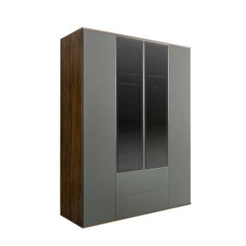 Шкаф 4-х дв. с ящиками Bogemia Woodline Air (Серый/Серебро) БМШ2/42(2)