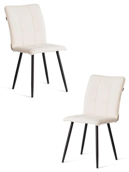 Стул обеденный Bari (2 шт. в упаковке), LT, велюр, молочный/черный, 4, 41х55х89 см
