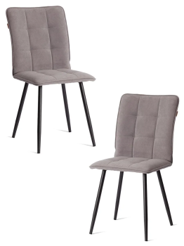 Стул обеденный Bari (2 шт. в упаковке), LT, велюр, серый/черный, 29, 41х55х89 см