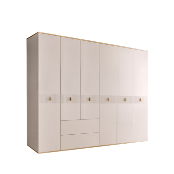 Шкаф 6-ти дверный с ящиками Римини СОЛО (Слоновая кость/Золото) РМШ2/61(s)