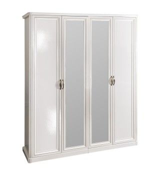 Шкаф Натали 4-дверный (2+2) с зеркалом белый глянец