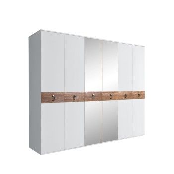 Шкаф 6-ти дв. с зеркалами Bogemia Wood Fa (Белый/Хром) БМШ1/6(Wo)