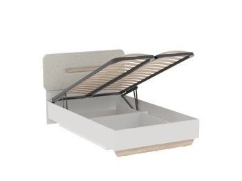 Кровать 1200 со светлой мягкой вставкой и подъемным механизмом, Аврора (1356*2063*1049) Дуб Мария/Кашемир