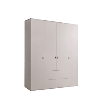 Шкаф 4-х дверный с ящиками Римини (Слоновая кость/Серебро) РМШ2/41