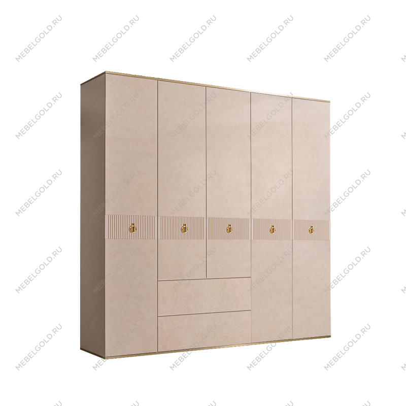 Шкаф 5-ти дверный с ящиками Римини СОЛО (Латте/Золото) РМШ2/51(s)
