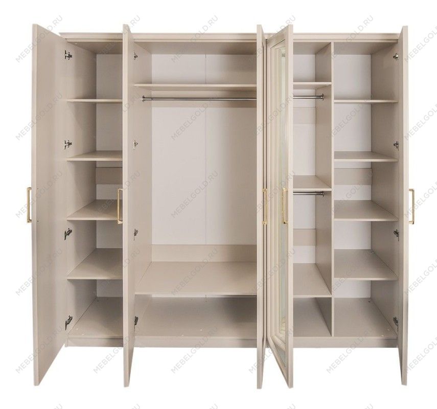 Шкаф Мокко 5-дверный с зеркалом бежевый | изображение 2
