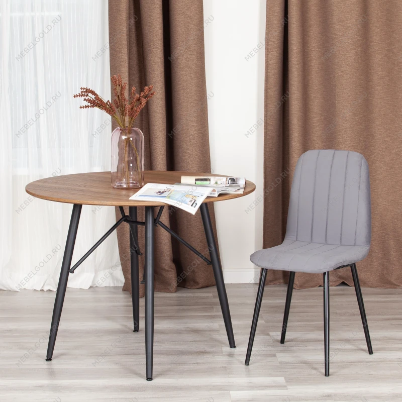 Стул ARC, Велюр/металл, 46 х 52 х 88 см, темно-серый/черный | изображение 8