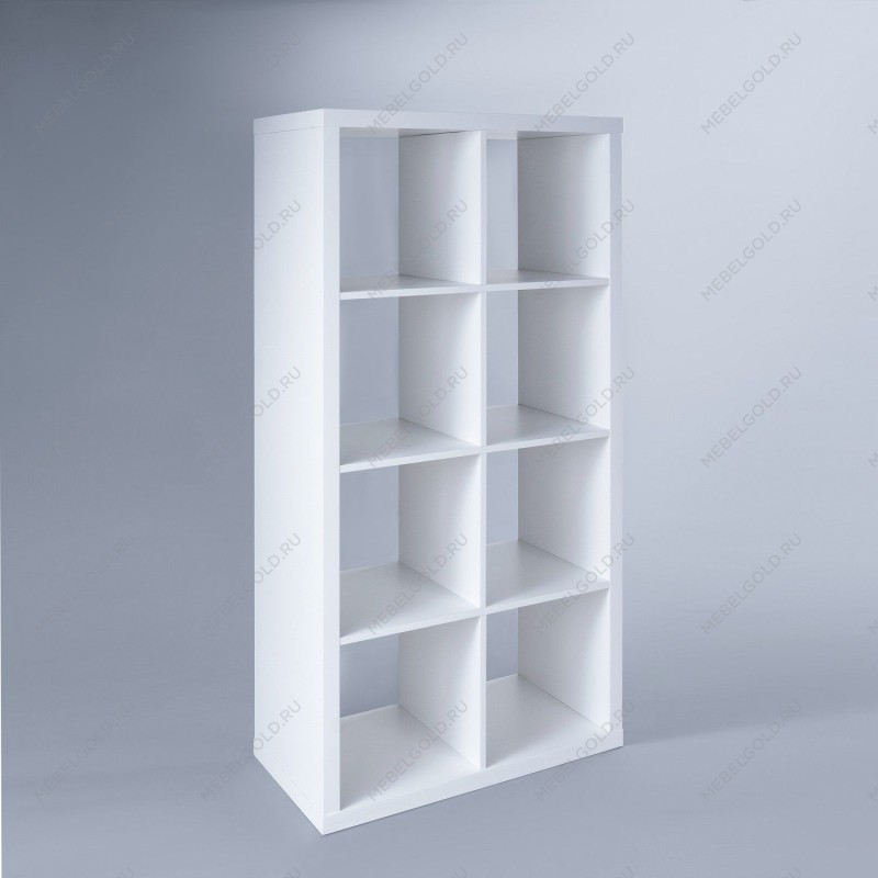 КАЛЛАКС / ФОРА Стеллаж ИКЕА / IKEA 8, прямоуголной формы с двумя рядами ячеек, тамбурат, цвет белый | изображение 1