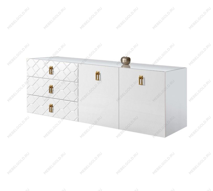 Комод 1.6м Bogemia Fly Farfalle (Белый) (Lakobel/Золото) БМКМ-4