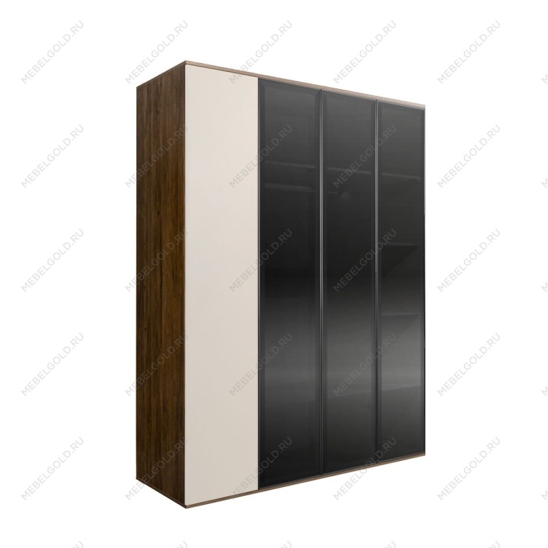 Шкаф 4-х дв. Bogemia Woodline Air (Слоновая кость/Черный) БМШ2/4(3)