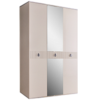 Шкаф 3-х дверный с зеркалом Римини СОЛО (Слоновая кость/Серебро) РМШ1/3(s)