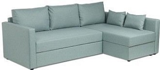 Диван угловой трехместный Вало с длинным подлокотником, мятно-серый, рогожка