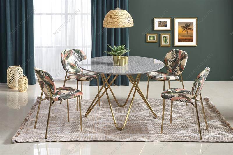 Стол обеденный Halmar BONELLO (серый мрамор/золотой) | изображение 3