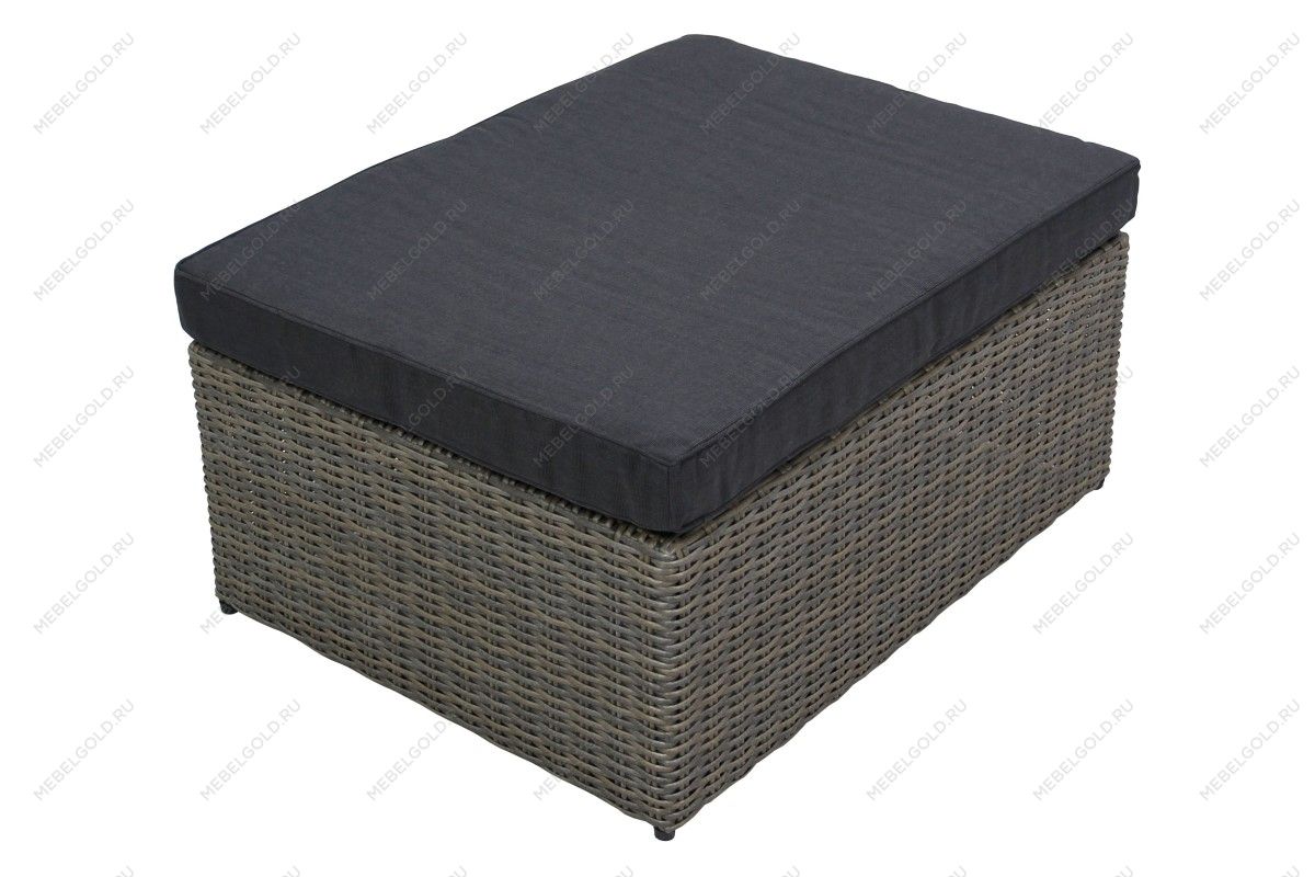 Набор мебели Драмен арт.GS009 серо-коричневый, серый (стол, 2 угл.кресла, 2 пуфа, ротанг серо-корич, подушки серые) | изображение 7