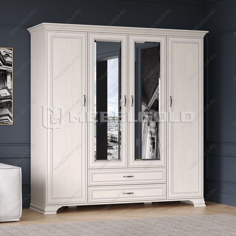 Шкаф 4-створчатый Тиффани 4D2S вудлайн кремовый | изображение 2