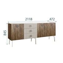Комод 2.1м Bogemia Woodline Wood Fi (Шелк) (Novabuk/Хром) БМКМ-5
