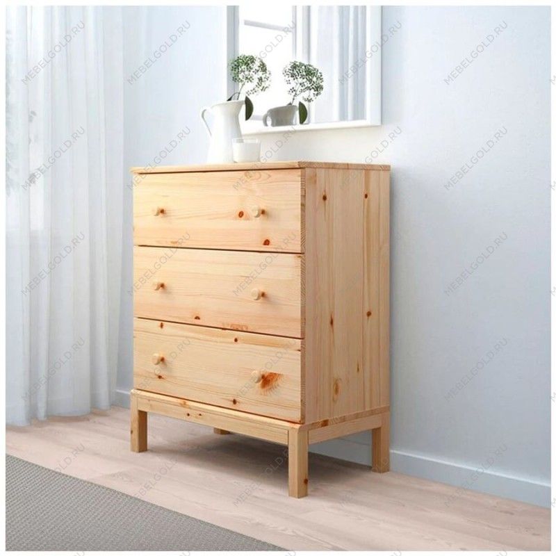 Комод Тарва Т-3 3 ящика (натуральный) | изображение 1