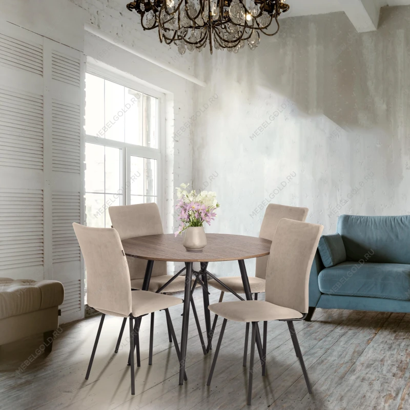 Стул обеденный La Rousse (2 шт. в упаковке), NEW, велюр, бежевый/черный, 7, 45х55х93 см | изображение 14