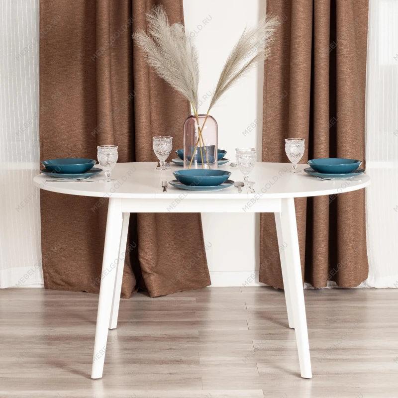 Стол обеденный SVELTO, ЛДСП, опора-массив березы, 105 х 105 (140) х 74.5 см, Белый /белый | изображение 11