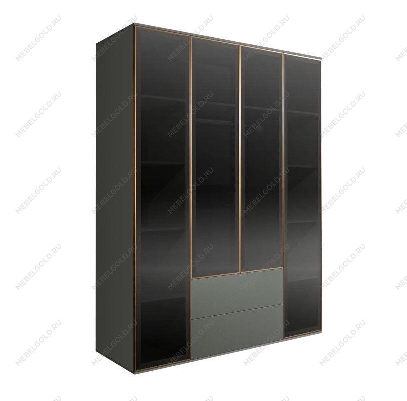 Шкаф 4-х дв. с ящиками Bogemia Air (Серый/Золото) БМШ2/42(4)