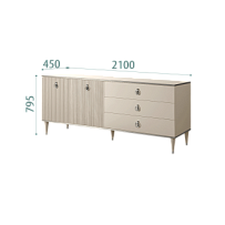 Комод для гостиной 2.1м Римини СОЛО (Ваниль/Серебро) РМКМ-5(s)