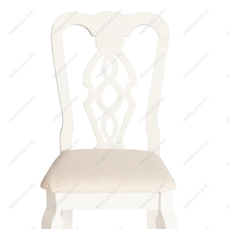 Стул - Афродита/Aphrodite, дерево гевея, 46х54х99см, Ivory white, ткань кремовая с рисунком (А04) | изображение 5