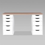 ИНГАР стол письменный ИКЕА / IKEA 2/55 140x75x55, дуб беленый/белый | изображение 2