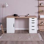 ИНГАР 2/5/ДВ стол письменный 140x75x55, дуб беленый/белый | изображение 3