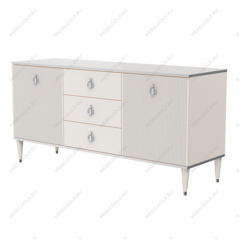 Комод для гостиной 1.6м Римини СОЛО (Слоновая кость/Серебро) РМКМ-4(s)